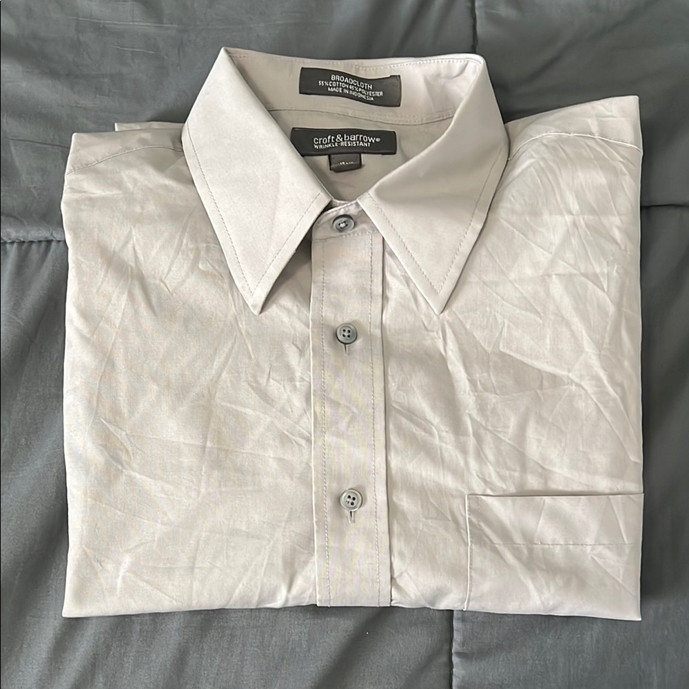 Croft & Barrow Broadcloth Dress Shirt Gray Size 15.5